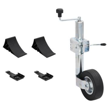  Trailer Jack Wheel 60 mm with Split Clamp and Wheel Chocks