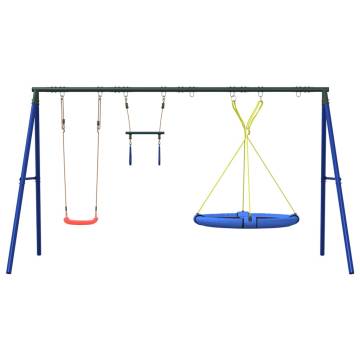  Outdoor Swing Set with Swing, Trapeze, Saucer Swing