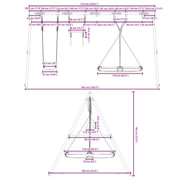  Outdoor Swing Set with Swing, Trapeze, Saucer Swing