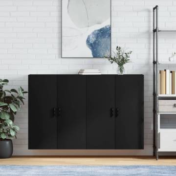  Wall Mounted Cabinets 2 pcs Black 69.5x34x90 cm