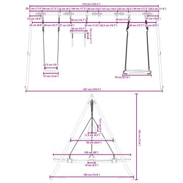  Outdoor Swing Set with Swing, Trapeze, Nest Swing