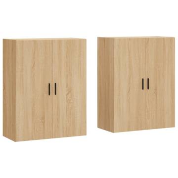  Wall Mounted Cabinets 2 pcs Sonoma Oak 69.5x34x90 cm