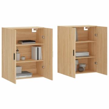  Wall Mounted Cabinets 2 pcs Sonoma Oak 69.5x34x90 cm