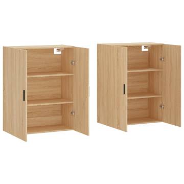  Wall Mounted Cabinets 2 pcs Sonoma Oak 69.5x34x90 cm