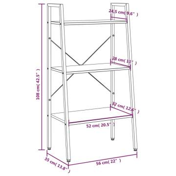 3-Tier Standing Shelf Dark Brown and Black 56x35x108 cm