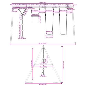  Outdoor Swing Set with Swings. Trapeze. Disc Swing