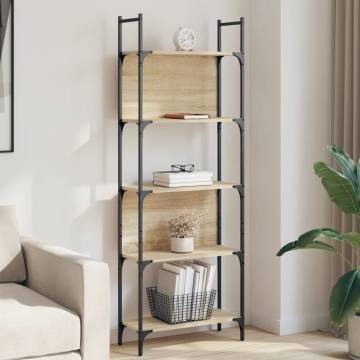 Bookshelf 5-Tier Sonoma Oak 60.5x24x166.5 cm Engineered Wood