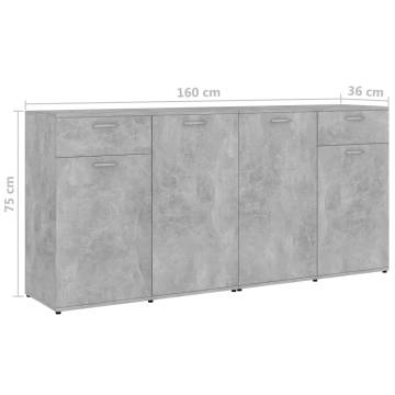  Sideboard Concerte Grey 160x36x75 cm Engineered Wood