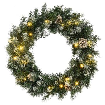  Christmas Wreath with LED Lights Green 60 cm PVC