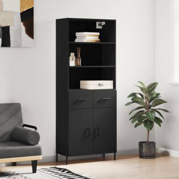  Highboard Black 69.5x34x180 cm Engineered Wood