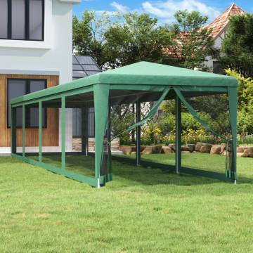  Party Tent with 10 Mesh Sidewalls Green 3x12 m HDPE