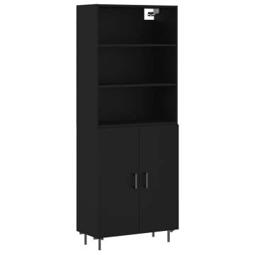  Highboard Black 69.5x34x180 cm Engineered Wood