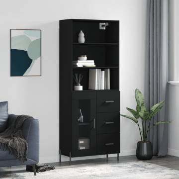  Highboard Black 69.5x34x180 cm Engineered Wood