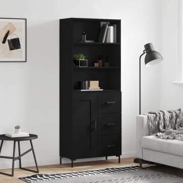  Highboard Black 69.5x34x180 cm Engineered Wood