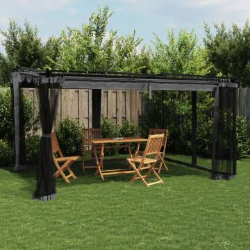  Gazebo with Mesh Walls Anthracite 4x3 m Steel