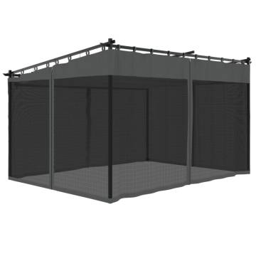  Gazebo with Mesh Walls Anthracite 4x3 m Steel