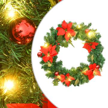  Christmas Wreath with LED Lights Green 60 cm PVC