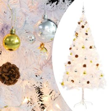  Artificial Pre-lit Christmas Tree with Baubles White 180 cm