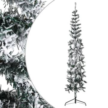  Slim Artificial Half Christmas Tree with Flocked Snow 180 cm