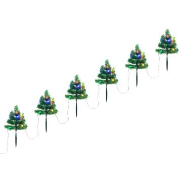  Christmas Pathway Trees 6 pcs with Multicolour LEDs 45 cm PVC