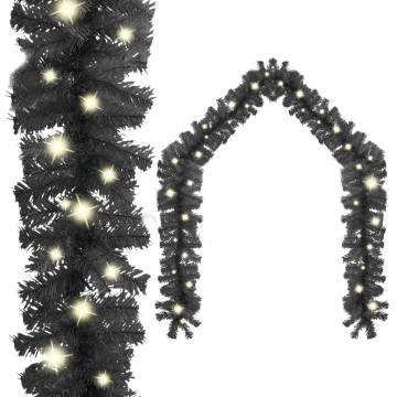  Christmas Garland with LED Lights 10 m Black