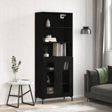  Highboard Black 69.5x34x180 cm Engineered Wood