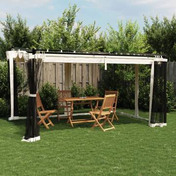  Gazebo with Mesh Walls Cream 4x3 m Steel