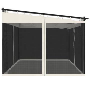  Gazebo with Mesh Walls Cream 4x3 m Steel