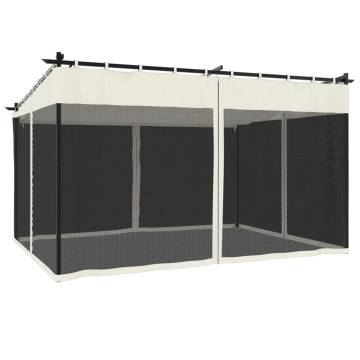  Gazebo with Mesh Walls Cream 4x3 m Steel