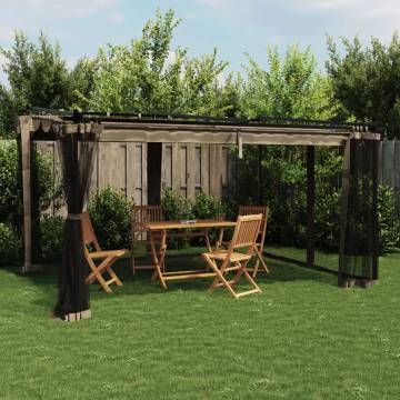  Gazebo with Mesh Walls Taupe 4x3 m Steel