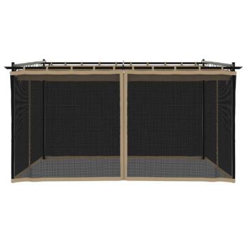  Gazebo with Mesh Walls Taupe 4x3 m Steel