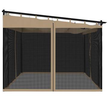  Gazebo with Mesh Walls Taupe 4x3 m Steel