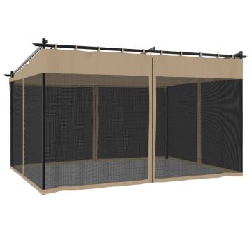  Gazebo with Mesh Walls Taupe 4x3 m Steel