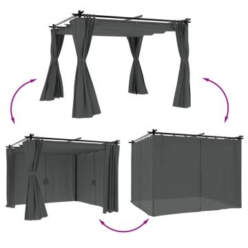  Gazebo with Curtains Anthracite 3x3 m Steel