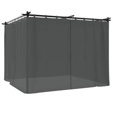  Gazebo with Curtains Anthracite 3x3 m Steel