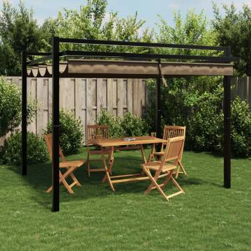  Garden Gazebo with Retractable Roof Taupe 3x3 m Aluminium