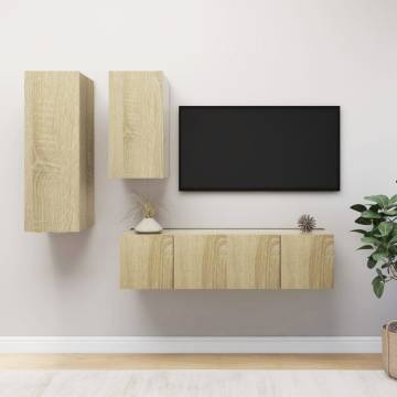 4 Piece TV Cabinet Set Sonoma Oak Engineered Wood