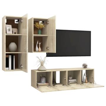 4 Piece TV Cabinet Set Sonoma Oak Engineered Wood