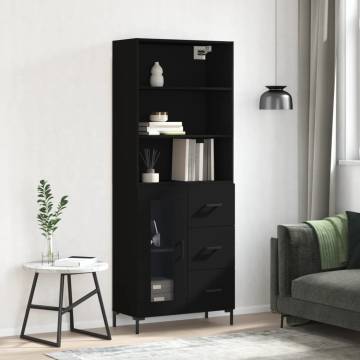  Highboard Black 69.5x34x180 cm Engineered Wood