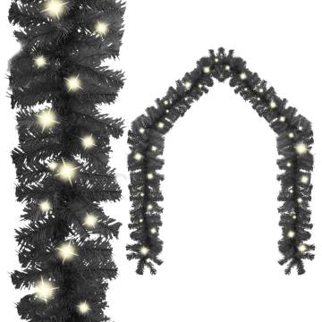  Christmas Garland with LED Lights 5 m Black