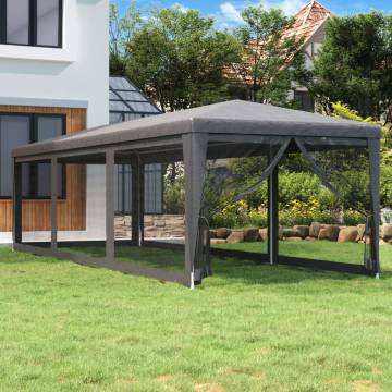  Party Tent with 8 Mesh Sidewalls Anthracite 3x9 m HDPE