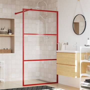 Walk-in Shower Wall with Clear ESG Glass Red 115x195 cm