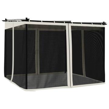  Gazebo with Mesh Walls Cream 3x3 m Steel