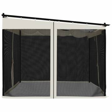  Gazebo with Mesh Walls Cream 3x3 m Steel