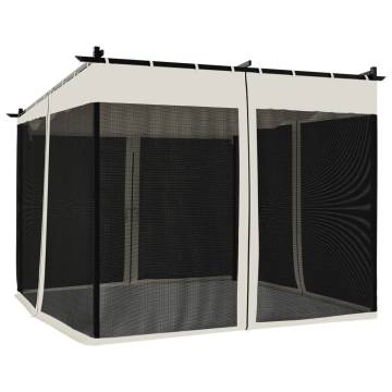  Gazebo with Mesh Walls Cream 3x3 m Steel