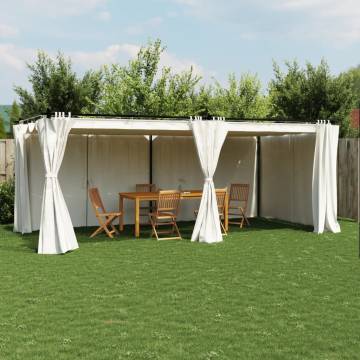  Gazebo with Curtains Cream 6x3 m Steel