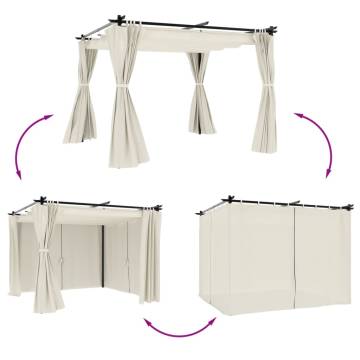  Gazebo with Curtains Cream 3x3 m Steel