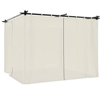  Gazebo with Curtains Cream 3x3 m Steel