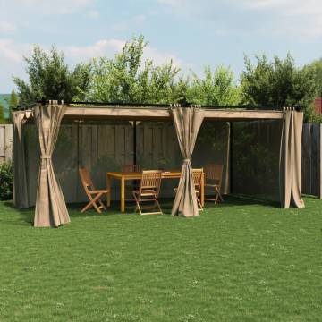  Gazebo with Curtains Taupe 6x3 m Steel