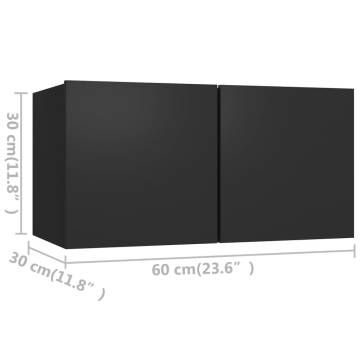 TV Cabinets 4 pcs Black 60x30x30 cm Engineered Wood